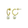 Cheap 🔔 AQUA Pavé & Cultured Freshwater Pearl Hoop Earrings - 100% Exclusive White/gold ⭐