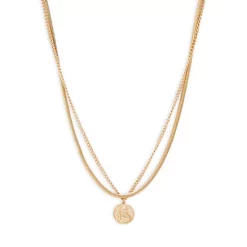 New 🛒 AQUA X Scout The City Cherub Coin Double Chain Layered Pendant Necklace, 15.5"-18.5" - 100% Exclusive Gold ✨