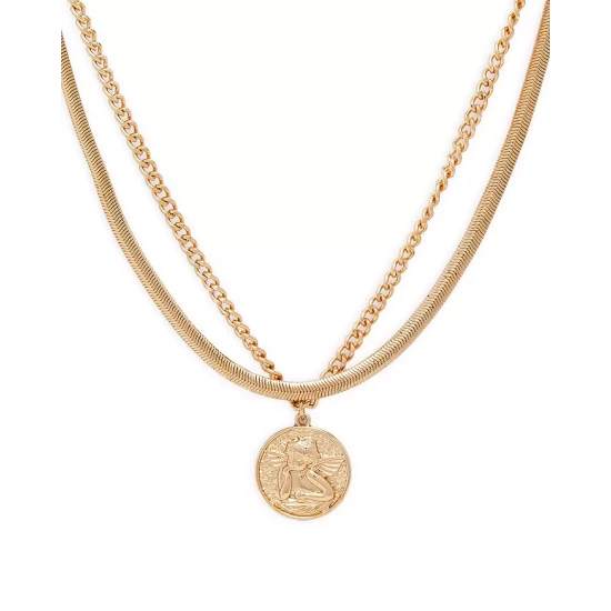 New ๐ AQUA X Scout The City Cherub Coin Double Chain Layered Pendant Necklace, 15.5"-18.5" - 100% Exclusive Gold โจ 3 New ๐ AQUA X Scout The City Cherub Coin Double Chain Layered Pendant Necklace, 15.5"-18.5" - 100% Exclusive Gold โจ - Image 3