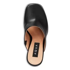 Cheap 🎉 AQUA Women's Moda Square Toe High Heel Mules - 100% Exclusive Black Leather 🔔 -AQUA Elegant shop unnamed file 4808