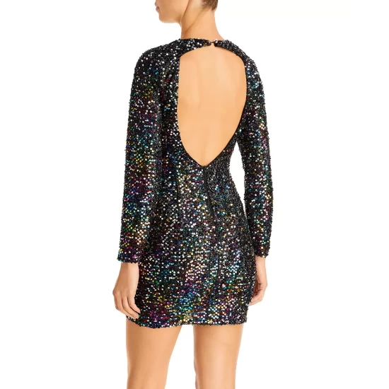 Budget ๐ AQUA Rainbow Sequin Open Back Mini Dress - 100% Exclusive ๐งจ 3 Budget ๐ AQUA Rainbow Sequin Open Back Mini Dress - 100% Exclusive ๐งจ - Image 3