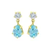 Outlet 🌟 AQUA Cubic Zirconia Pear Shape Drop Earrings - 100% Exclusive Blue/gold ✔️