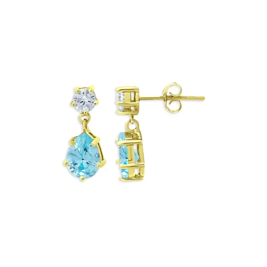 Outlet ๐ AQUA Cubic Zirconia Pear Shape Drop Earrings - 100% Exclusive Blue/gold โ๏ธ 3 Outlet ๐ AQUA Cubic Zirconia Pear Shape Drop Earrings - 100% Exclusive Blue/gold โ๏ธ - Image 3