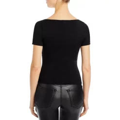 Cheapest 😀 AQUA Twist Neck Short Sleeve Top - 100% Exclusive Light Camel 👏 -AQUA Elegant shop unnamed file 4895