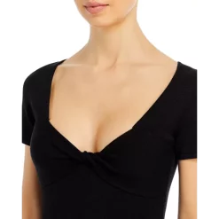 Cheapest 😀 AQUA Twist Neck Short Sleeve Top - 100% Exclusive Light Camel 👏 -AQUA Elegant shop unnamed file 4896