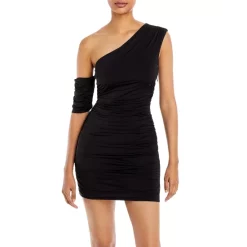 Wholesale ⭐ AQUA Asymmetric Ruched Knit 💯 Dress - 100% Exclusive Black 💯