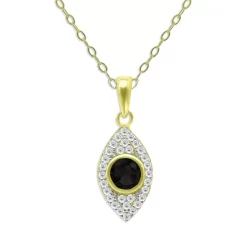 Cheapest 😍 AQUA Two Tone Pavé Evil Eye Pendant Necklace In 18K Gold-Plated Sterling Silver, 15.5" - 100% Exclusive Black/gold 🌟