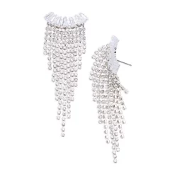 Brand new 🎁 AQUA Cubic Zirconia Fringe Drop Earrings In Silver Tone Plated Metal - 100% Exclusive 😍