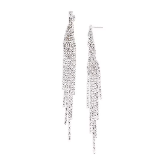 Flash Sale ⭐ AQUA Pavé Fringe Statement Earrings - 100% Exclusive Silver 🎉 2 Flash Sale ⭐ AQUA Pavé Fringe Statement Earrings - 100% Exclusive Silver 🎉 - Image 2