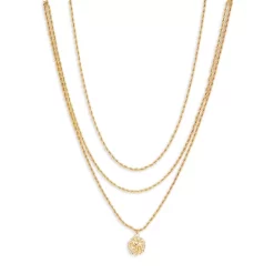 Promo ๐งจ AQUA 8 Other Reasons Textured Disc Layered Rope Chain Pendant Necklace, 14"-17" - 100% Exclusive Gold ๐ฏ