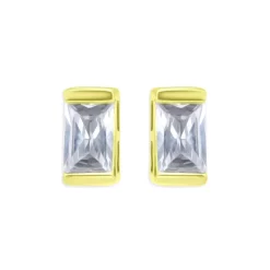 Best reviews of 🎁 AQUA Baguette Stud Earrings In 18K Gold-Plated Sterling Silver - 100% Exclusive Silver/gold 💯