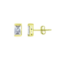 Best reviews of 🎁 AQUA Baguette Stud Earrings In 18K Gold-Plated Sterling Silver - 100% Exclusive Silver/gold 💯 -AQUA Elegant shop unnamed file 4993