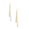Top 10 👍 AQUA Ball & Imitation Pearl Double Row Linear Drop Earrings In Gold Tone - 100% Exclusive Gold/white 💯