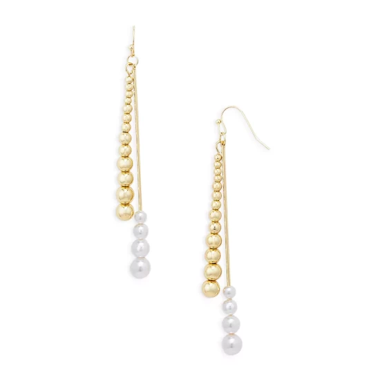 Top 10 ๐ AQUA Ball & Imitation Pearl Double Row Linear Drop Earrings In Gold Tone - 100% Exclusive Gold/white ๐ฏ 1 Top 10 ๐ AQUA Ball & Imitation Pearl Double Row Linear Drop Earrings In Gold Tone - 100% Exclusive Gold/white ๐ฏ