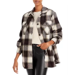 Wholesale 🧨 AQUA Plaid Button Front Jacket - 100% Exclusive Brown ⌛