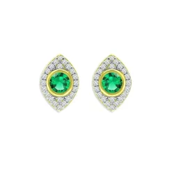 Best Pirce 🧨 AQUA Green Quartz Pavé Evil Eye Stud Earrings In 18K Gold-Plated Sterling Silver - 100% Exclusive Green/gold 👏
