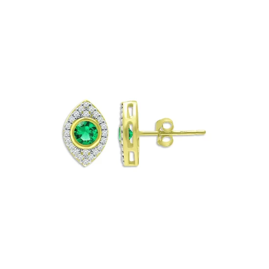 Best Pirce 🧨 AQUA Green Quartz Pavé Evil Eye Stud Earrings In 18K Gold-Plated Sterling Silver - 100% Exclusive Green/gold 👏 3 Best Pirce 🧨 AQUA Green Quartz Pavé Evil Eye Stud Earrings In 18K Gold-Plated Sterling Silver - 100% Exclusive Green/gold 👏 - Image 3
