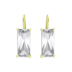 Hot Sale 👏 AQUA Baguette Drop Earrings In 18K Gold-Plated Sterling Silver - 100% Exclusive Silver/gold 🧨