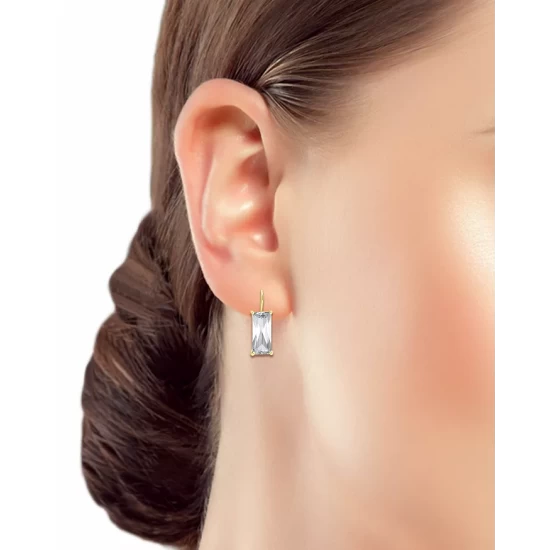 Hot Sale ๐ AQUA Baguette Drop Earrings In 18K Gold-Plated Sterling Silver - 100% Exclusive Silver/gold ๐งจ 2 Hot Sale ๐ AQUA Baguette Drop Earrings In 18K Gold-Plated Sterling Silver - 100% Exclusive Silver/gold ๐งจ - Image 2