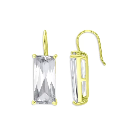 Hot Sale ๐ AQUA Baguette Drop Earrings In 18K Gold-Plated Sterling Silver - 100% Exclusive Silver/gold ๐งจ 3 Hot Sale ๐ AQUA Baguette Drop Earrings In 18K Gold-Plated Sterling Silver - 100% Exclusive Silver/gold ๐งจ - Image 3