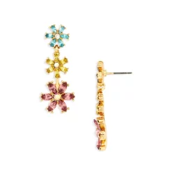 Budget ๐ AQUA Multicolor Crystal Floral Drop Earrings In Gold Tone - 100% Exclusive ๐งจ