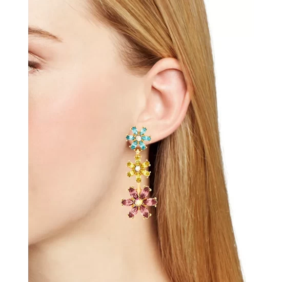 Budget ๐ AQUA Multicolor Crystal Floral Drop Earrings In Gold Tone - 100% Exclusive ๐งจ 2 Budget ๐ AQUA Multicolor Crystal Floral Drop Earrings In Gold Tone - 100% Exclusive ๐งจ - Image 2