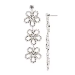 Deals ๐งจ AQUA Three Part Chandelier Flower Drop Earrings - 100% Exclusive Silver ๐
