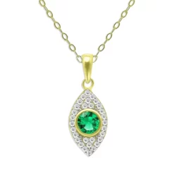 Promo 🛒 AQUA Green Quartz & Pavé Evil Eye Pendant Necklace In 18K Gold-Plated Sterling Silver, 15.5" - 100% Exclusive Green/gold ❤️