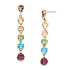 Top 10 🔔 AQUA Rainbow Cubic Zirconia Linear Drop Earrings In Gold Tone Plated Brass Multi 🤩
