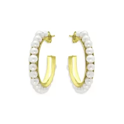 Best Sale ⌛ AQUA Freshwater Pearl Beaded Huggie Hoop Earrings In 18K Gold Plated Sterling Silver - 100% Exclusive ⭐ -AQUA Elegant shop unnamed file 5067