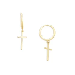Discount ๐ AQUA Cross Charm Huggie Hoop Earrings - 100% Exclusive Gold ๐