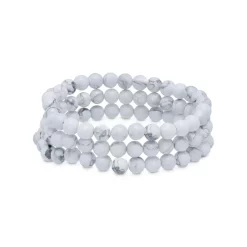 Cheap ⭐ AQUA Triple Row Howlite Beaded Stretch Bracelet - 100% Exclusive Gray 😍