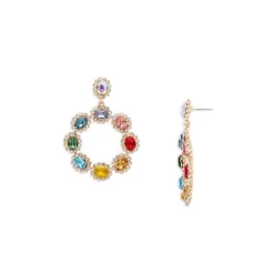 Coupon 😍 AQUA Multicolor Gem Open Circle Drop Earrings In 14K Gold Plated - 100% Exclusive ✨