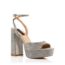 Discount 👍 AQUA Women's Lesly Ankle Strap High Heel 🔥 Sandals - 100% Exclusive Silver Fabric ✨ -AQUA Elegant shop unnamed file 511