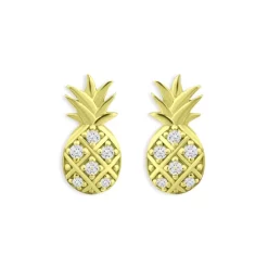 Outlet โญ AQUA Crystal Pineapple Stud Earrings - 100% Exclusive Gold ๐
