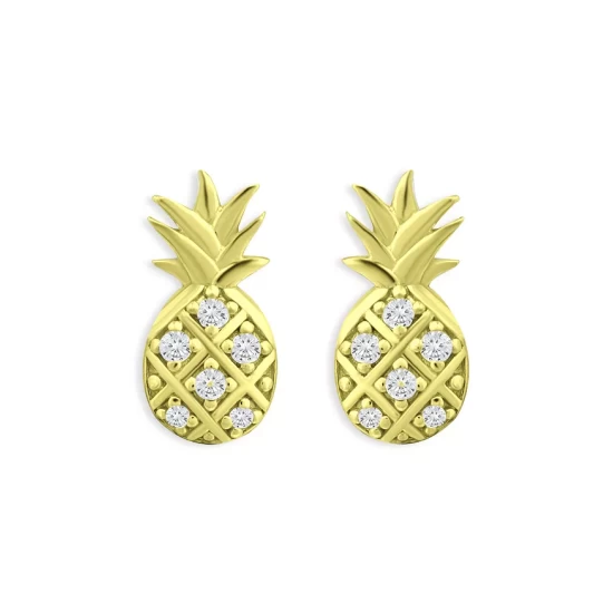 Outlet โญ AQUA Crystal Pineapple Stud Earrings - 100% Exclusive Gold ๐ 1 Outlet โญ AQUA Crystal Pineapple Stud Earrings - 100% Exclusive Gold ๐
