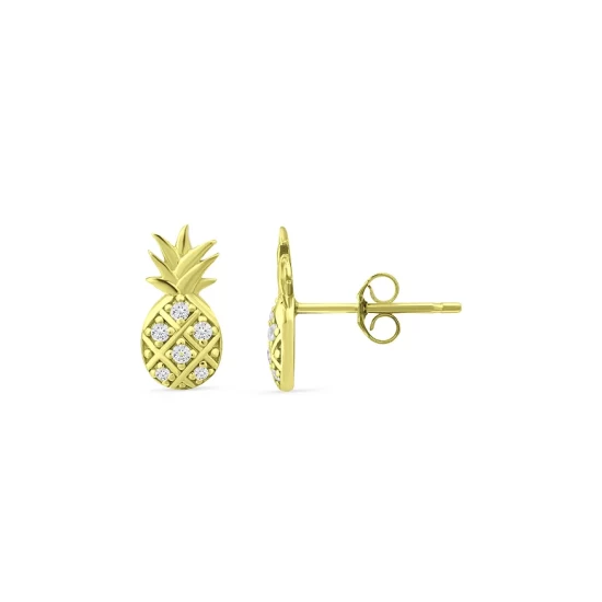 Outlet โญ AQUA Crystal Pineapple Stud Earrings - 100% Exclusive Gold ๐ 4 Outlet โญ AQUA Crystal Pineapple Stud Earrings - 100% Exclusive Gold ๐ - Image 4