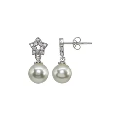 New ๐ AQUA Pavรฉ Star & Cultured Freshwater Pearl Drop Earrings - 100% Exclusive White/gold โญ