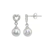 Wholesale 🌟 AQUA Sterling Silver Cultured Freshwater Pearl & Pavé Cubic Zirconia Heart Drop Earrings - 100% Exclusive 😀