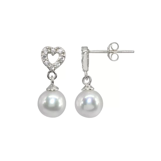 Wholesale ๐ AQUA Sterling Silver Cultured Freshwater Pearl & Pavรฉ Cubic Zirconia Heart Drop Earrings - 100% Exclusive ๐ 1 Wholesale ๐ AQUA Sterling Silver Cultured Freshwater Pearl & Pavรฉ Cubic Zirconia Heart Drop Earrings - 100% Exclusive ๐