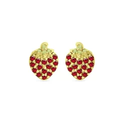 Brand new 🔔 AQUA Ruby & Crystal Strawberry Stud Earrings - 100% Exclusive Red/gold 🎉