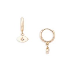 Flash Sale ⭐ AQUA Starburst Eye Charm Huggie Hoop Earrings - 100% Exclusive Gold 👏