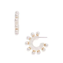 Cheap ๐ฅ AQUA Faux Pearl Studded Hoop Earrings - 100% Exclusive White/gold ๐งจ