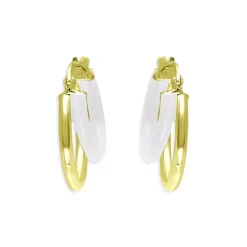 Budget ๐ AQUA Double Hoop Earrings In 18K Gold Plated Sterling Silver - 100% Exclusive Gold/white ๐