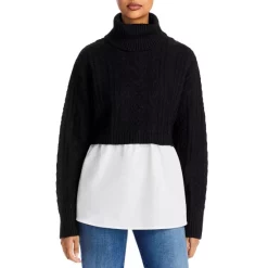 Flash Sale ๐ฏ AQUA Layered Look Turtleneck Sweater - 100% Exclusive Black/white ๐