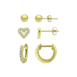 New ✔️ AQUA Cubic Zirconia Stud & Hoop Earrings In 18K Yellow Gold-Plated Sterling Silver, Set Of 3 - 100% Exclusive 🧨 -AQUA Elegant shop unnamed file 5211