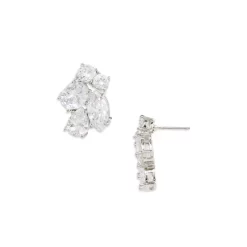 Buy 🛒 AQUA Cubic Zirconia Cluster Stud Earrings - 100% Exclusive Silver 😀