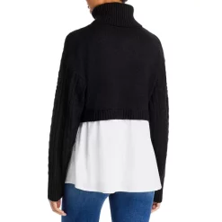 Flash Sale 💯 AQUA Layered Look Turtleneck Sweater - 100% Exclusive Black/white 🎁 -AQUA Elegant shop unnamed file 522