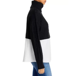 Flash Sale 💯 AQUA Layered Look Turtleneck Sweater - 100% Exclusive Black/white 🎁 -AQUA Elegant shop unnamed file 523