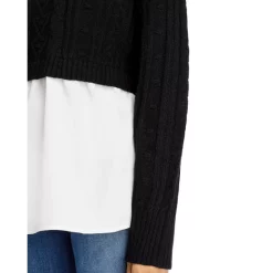 Flash Sale 💯 AQUA Layered Look Turtleneck Sweater - 100% Exclusive Black/white 🎁 -AQUA Elegant shop unnamed file 525